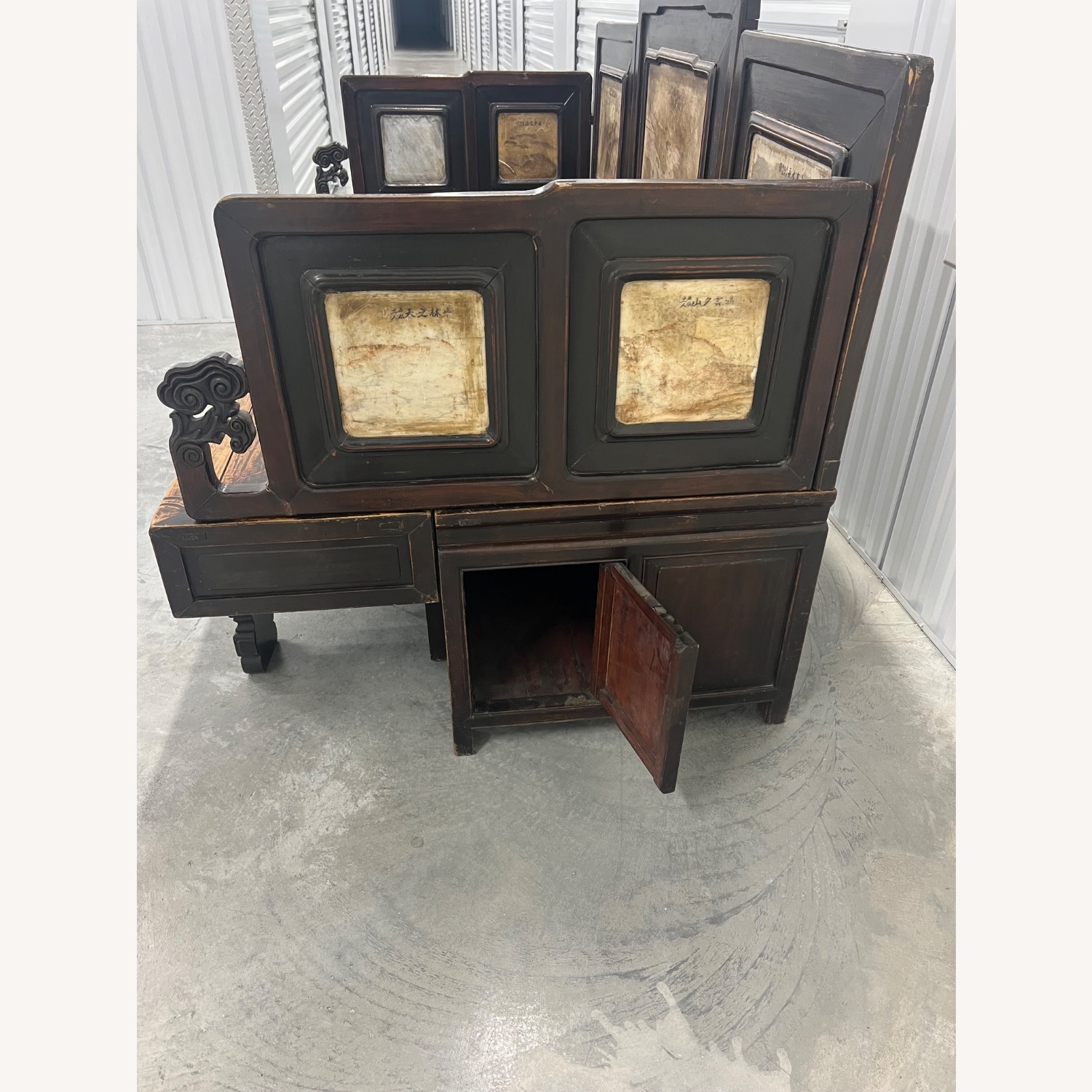 Vintage/Antique Dark Brown Wood Loveseat - image-3