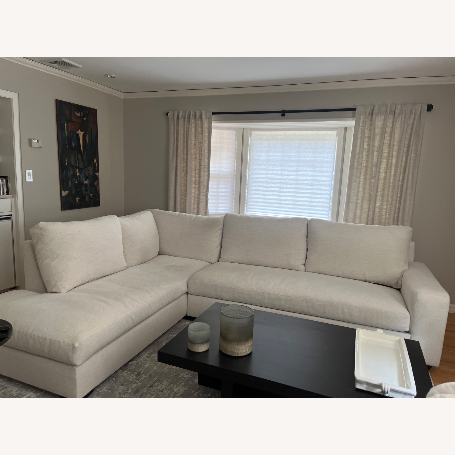 Pottery Barn Chenille Fabric 2 Piece Sectional - image-1