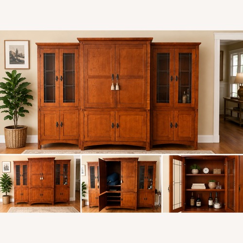 Used Solid Wood Mission Style Entertainment Center for sale on AptDeco