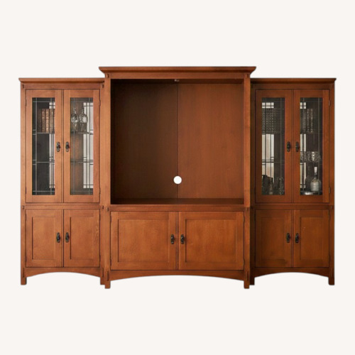 Used Solid Wood Mission Style Entertainment Center for sale on AptDeco