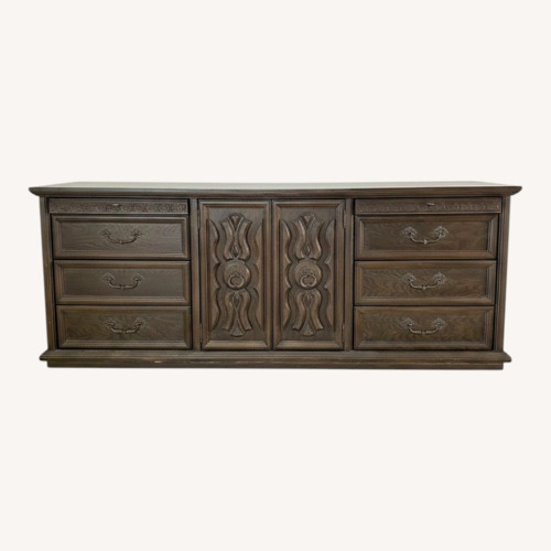 Used Vintage Dark Brown Wood Dresser for sale on AptDeco