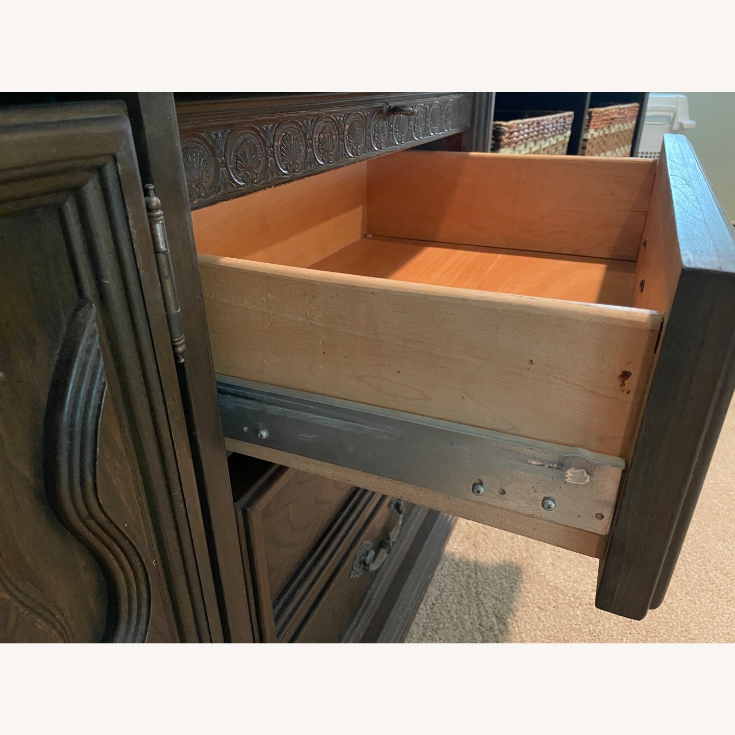 Vintage Dark Brown Wood Dresser - image-6