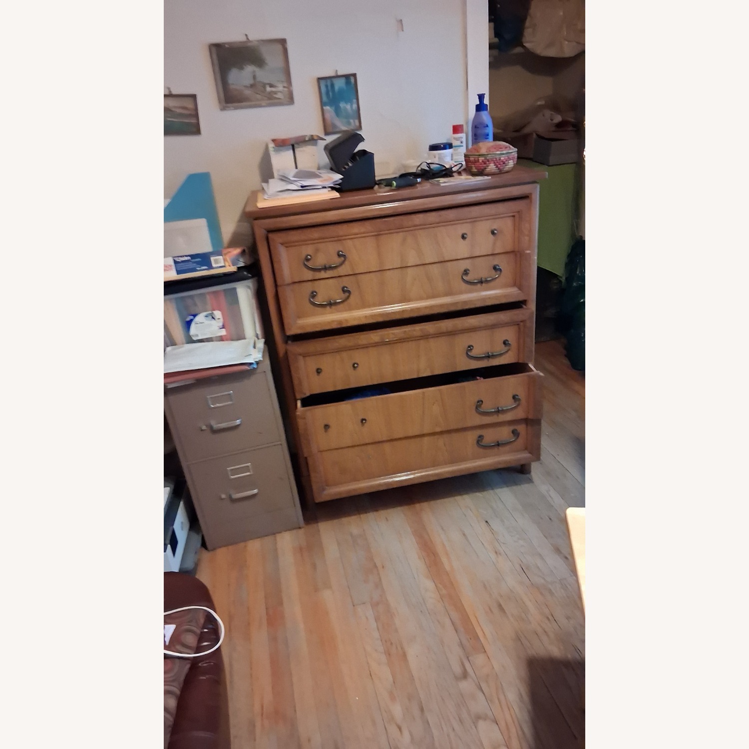 Dark Brown Wood Dresser - image-1