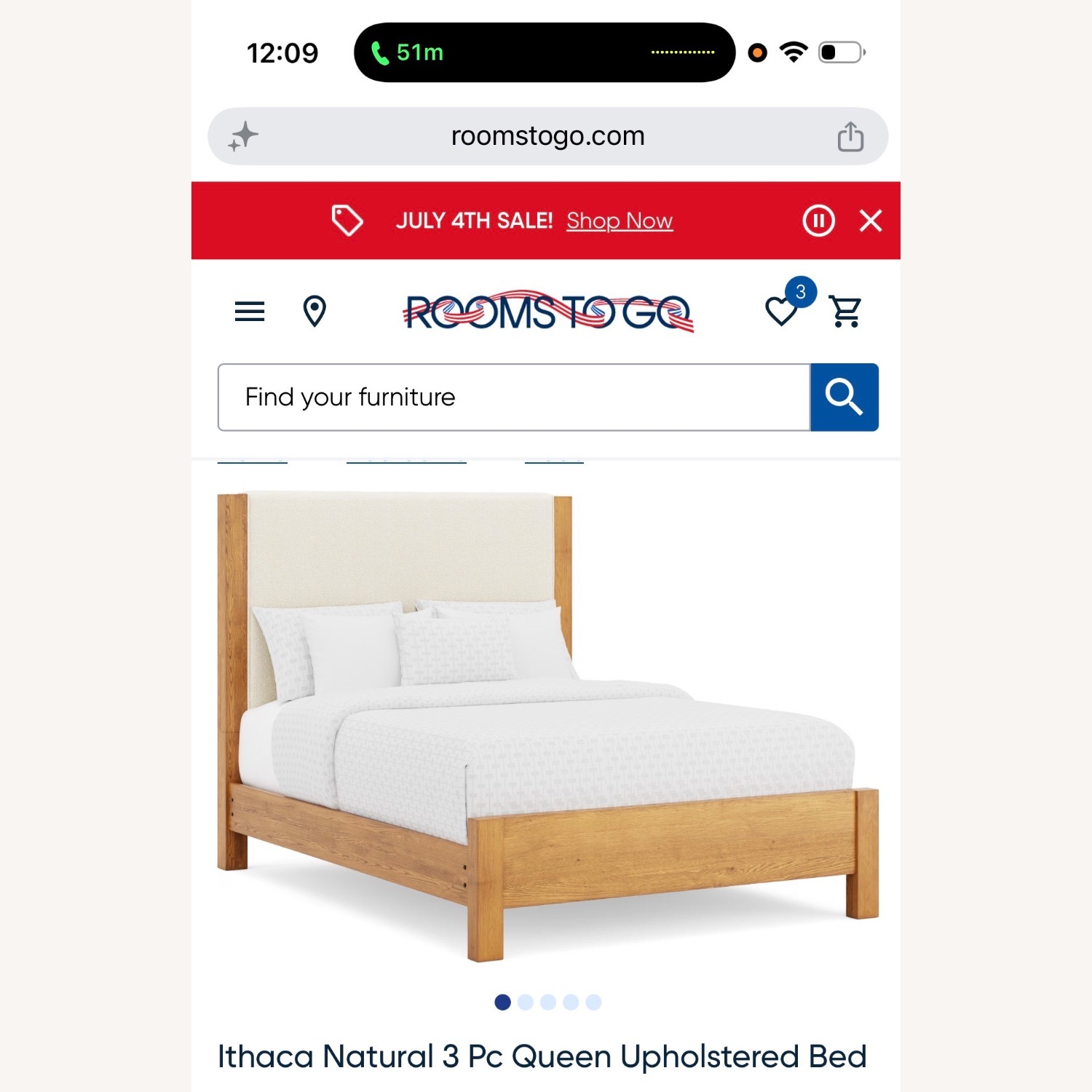 Rooms To Go Ithaca Natural Wood Queen Bed - image-3