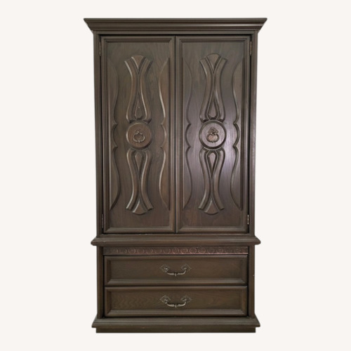 Used Vintage Dark Brown Wood Armoire for sale on AptDeco