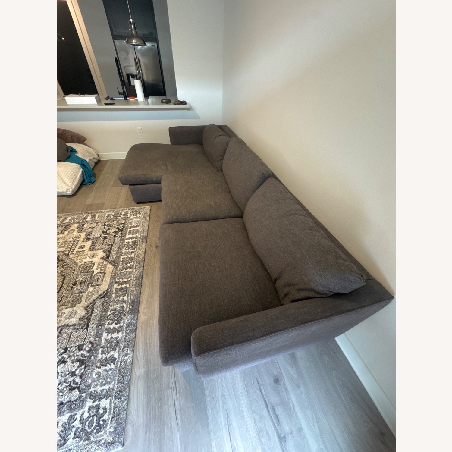 Light Gray Fabric 3+ Piece Sectional - image-3