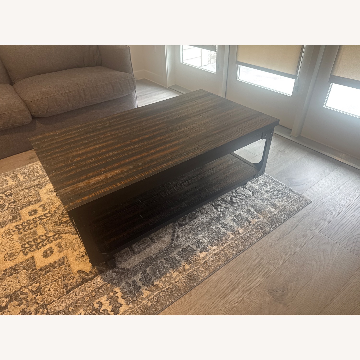 Dark Brown Metal Coffee Table - image-1