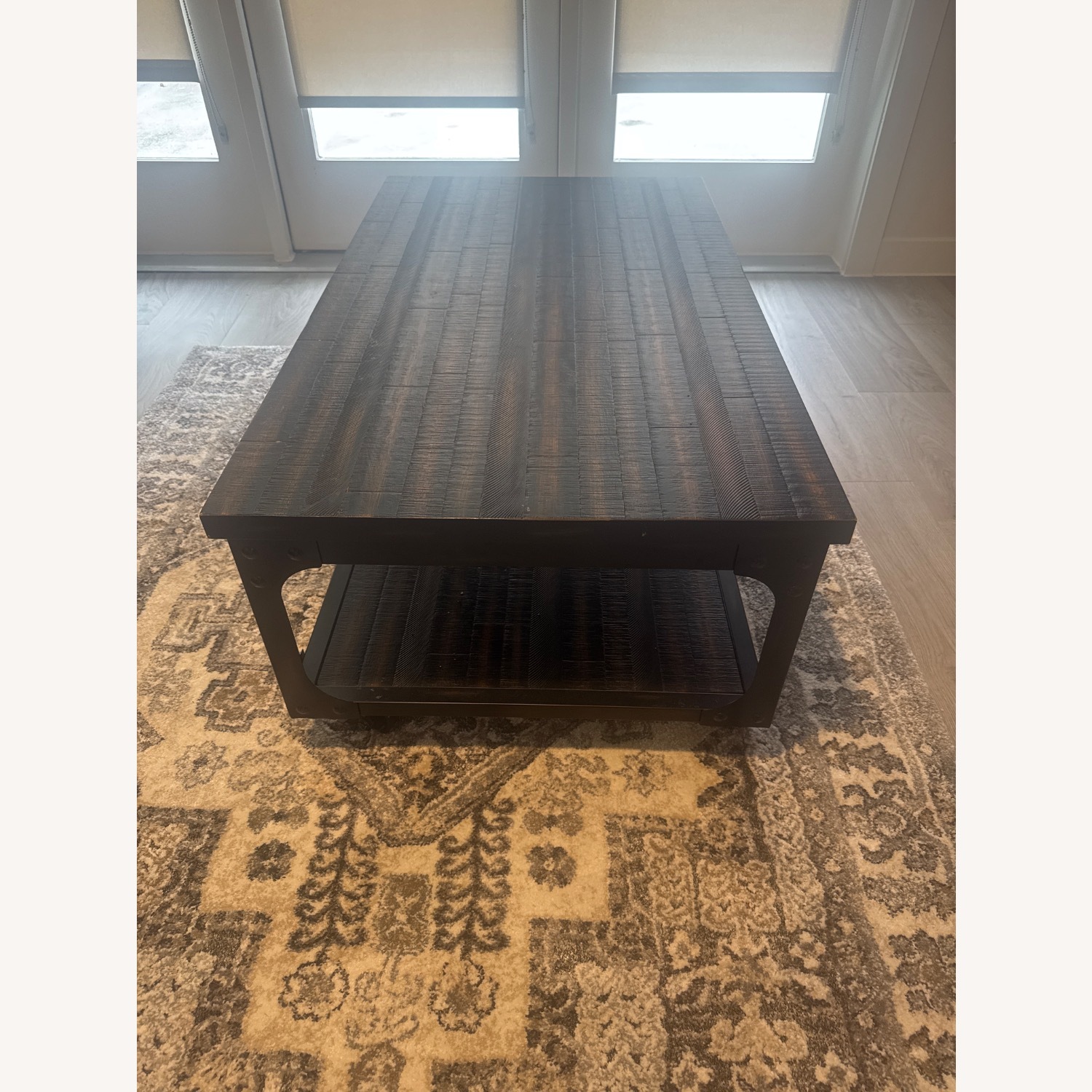 Dark Brown Metal Coffee Table - image-3