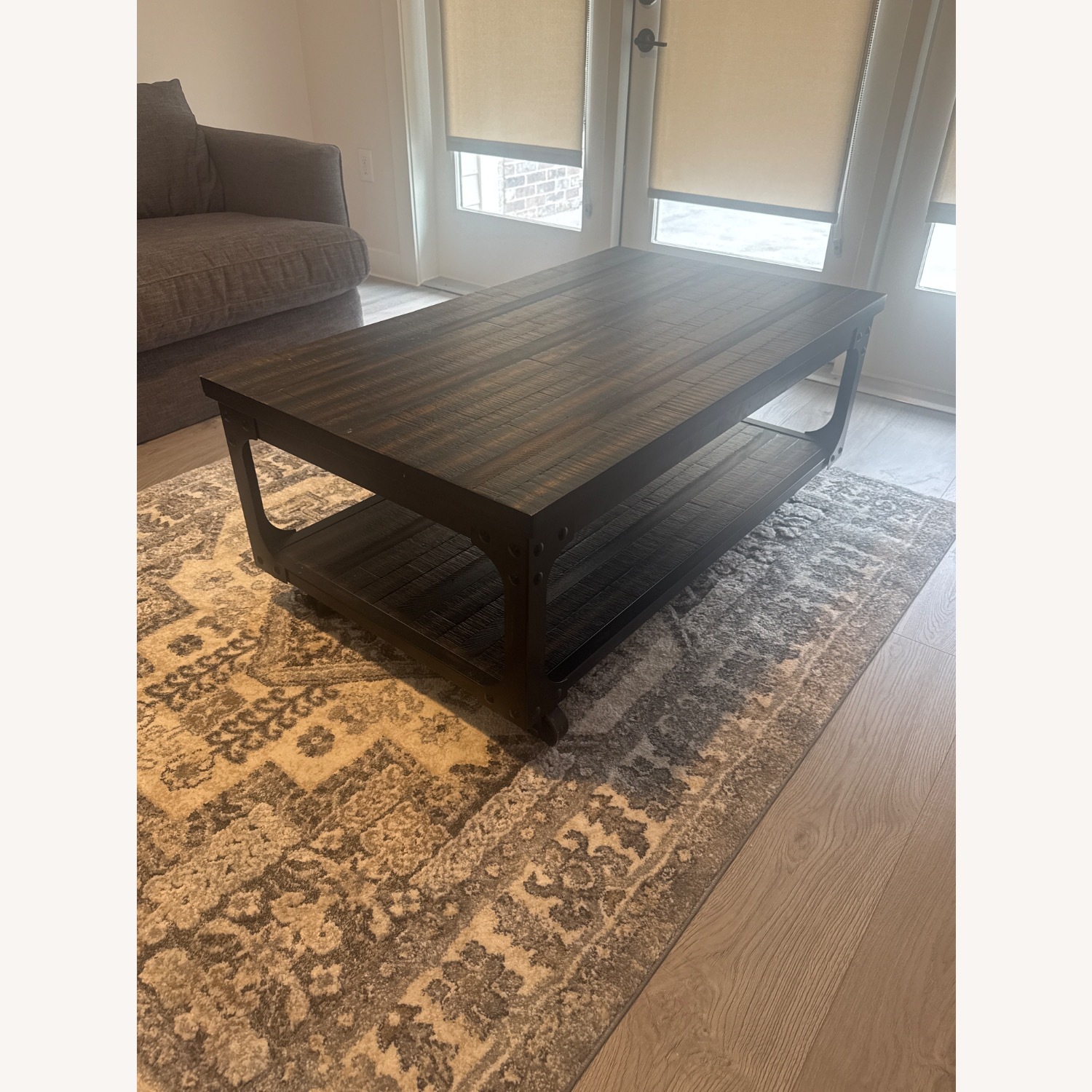 Dark Brown Metal Coffee Table - image-2