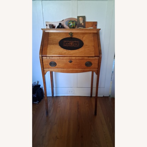 Used Vintage/Antique Light Brown Wood Desk for sale on AptDeco