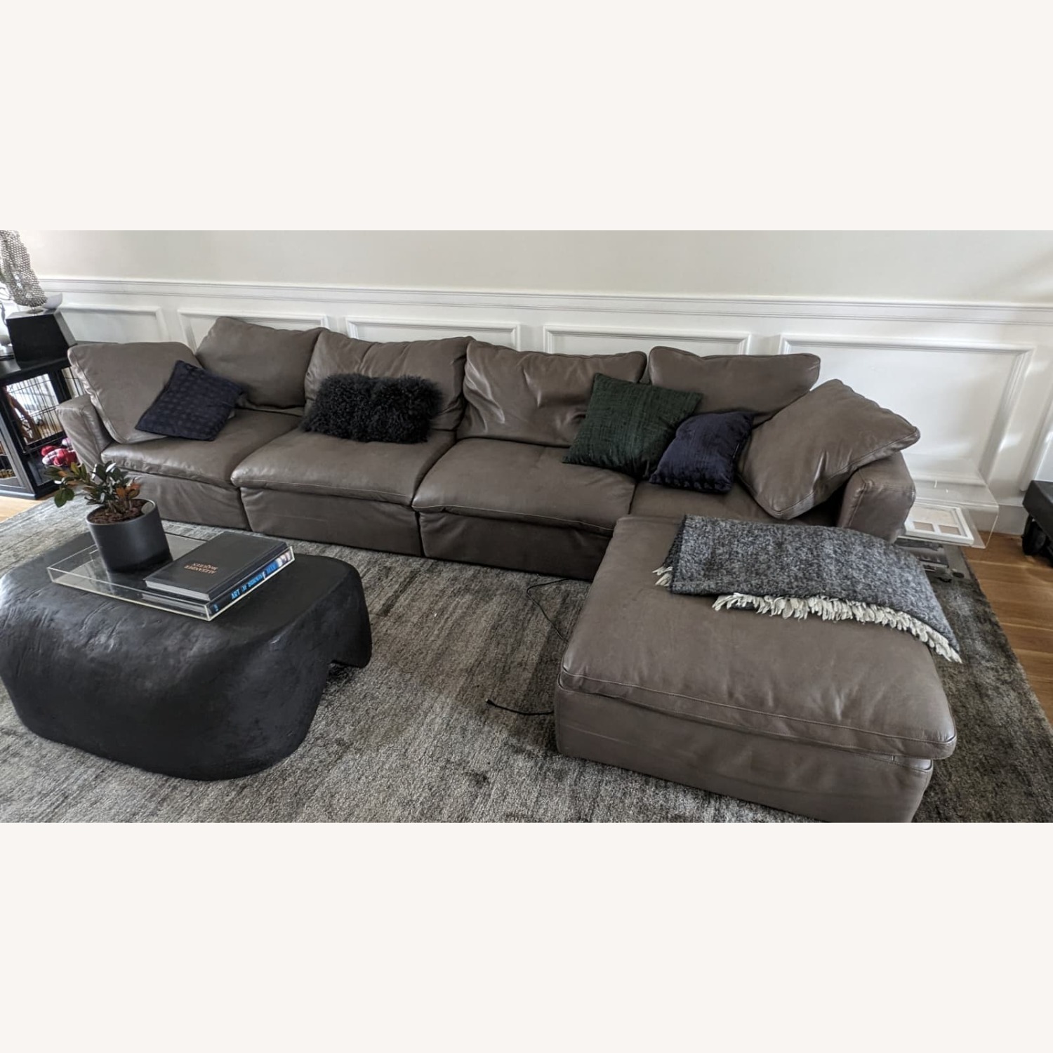 Restoration Hardware Light Leather Couch - image-1