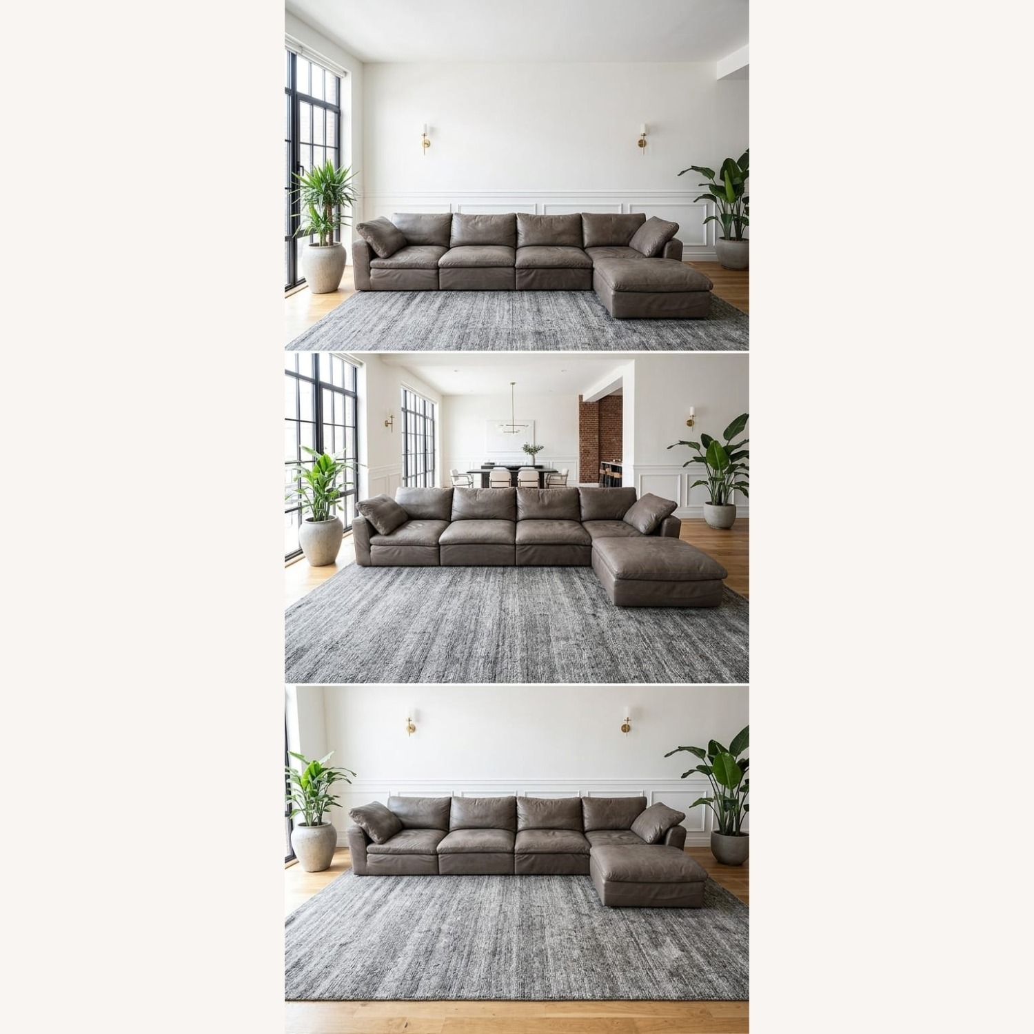 Restoration Hardware Light Leather Couch - image-2