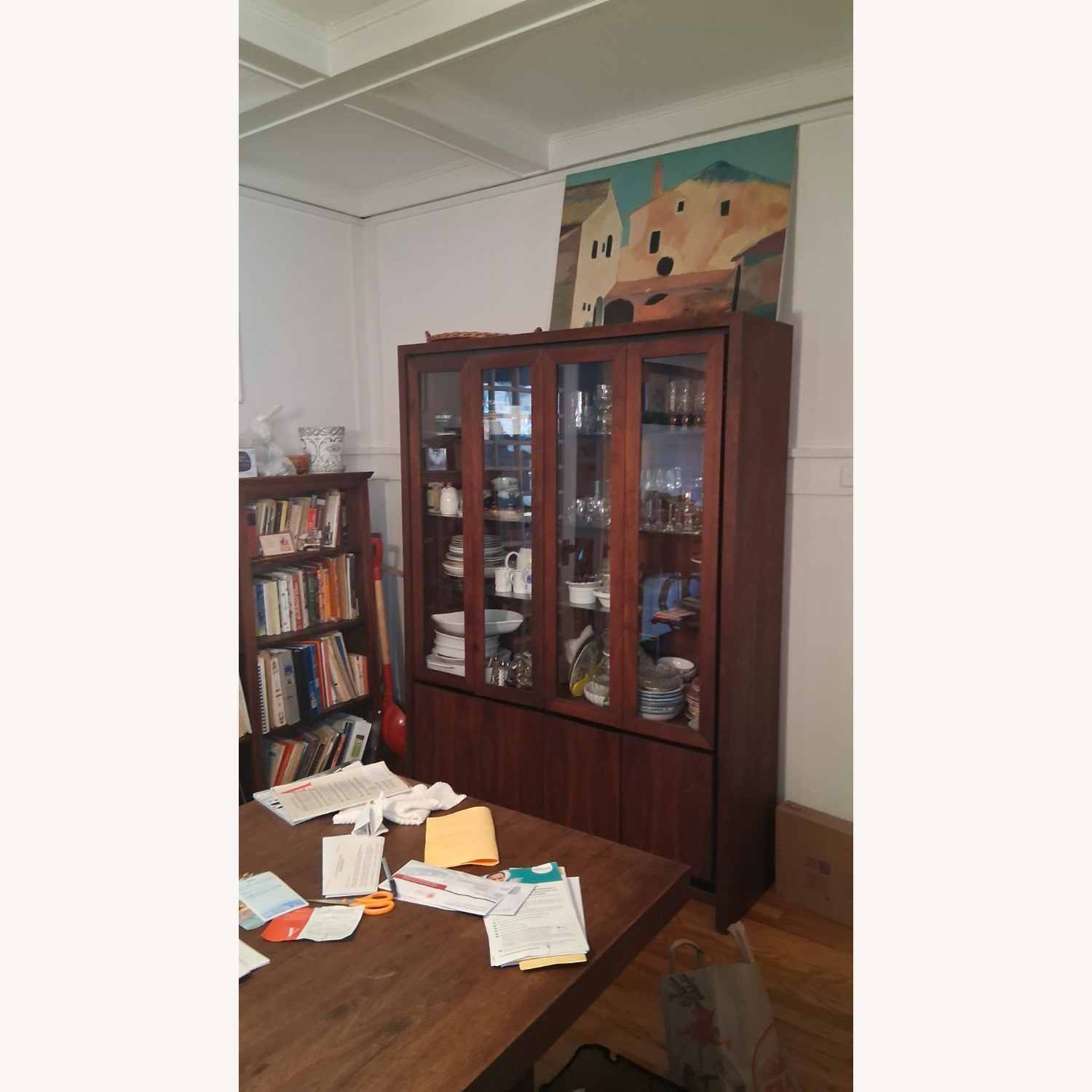 Vintage/Antique Dark Brown Wood Armoire - image-2