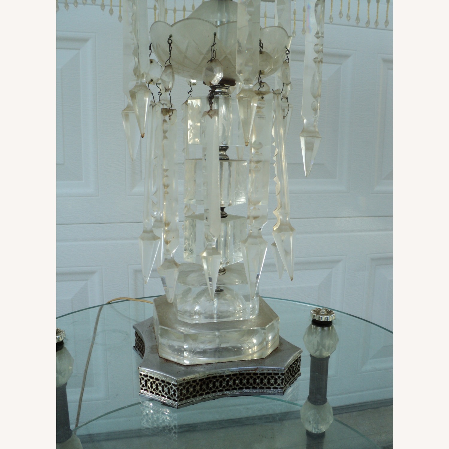 1960s Victorian Floral Crystal Lamps - Pair - image-8