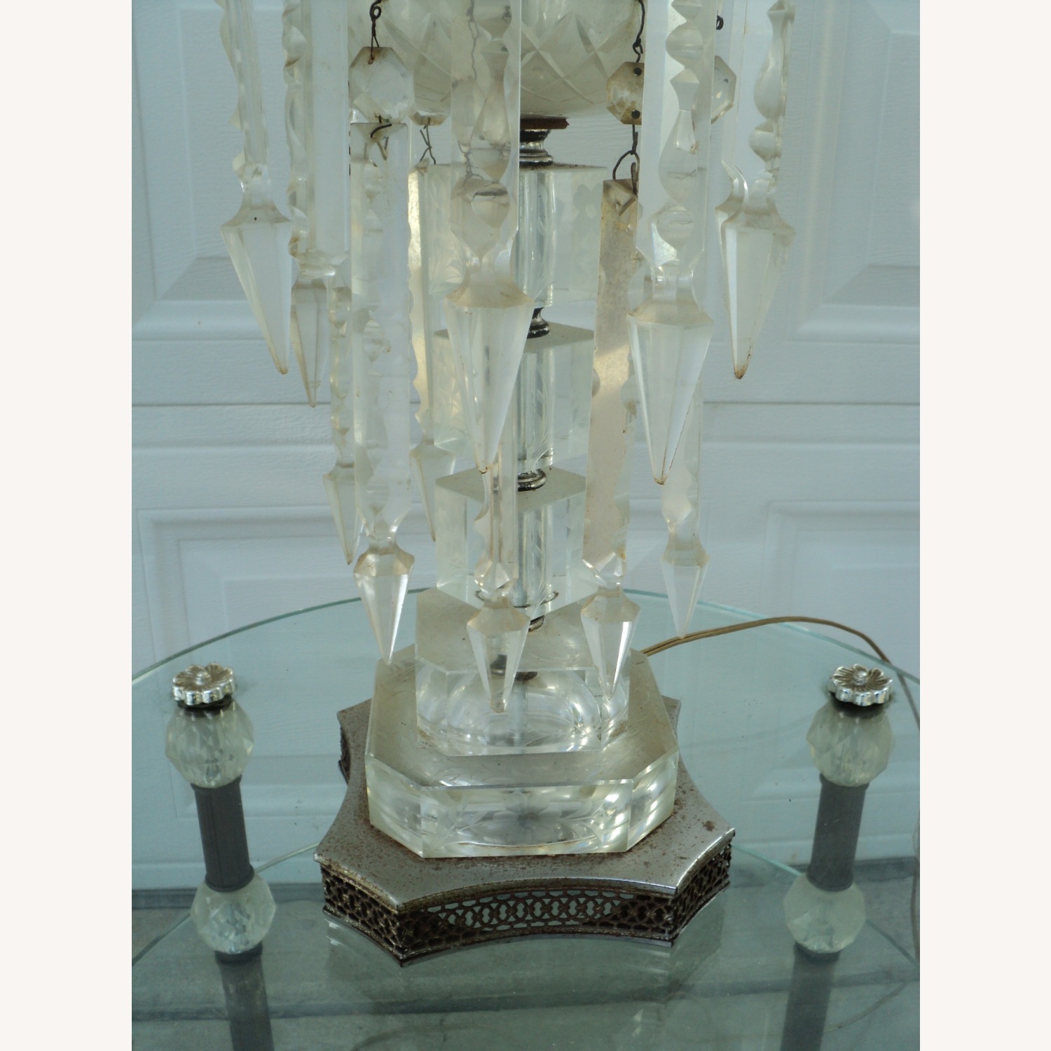 1960s Victorian Floral Crystal Lamps - Pair - image-16