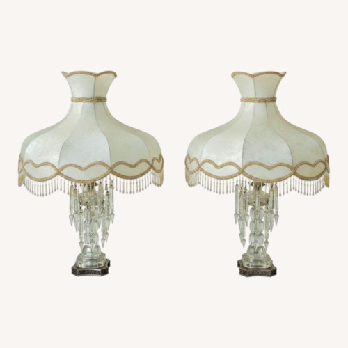 Used 1960s Victorian Floral Crystal Lamps - Pair for sale on AptDeco