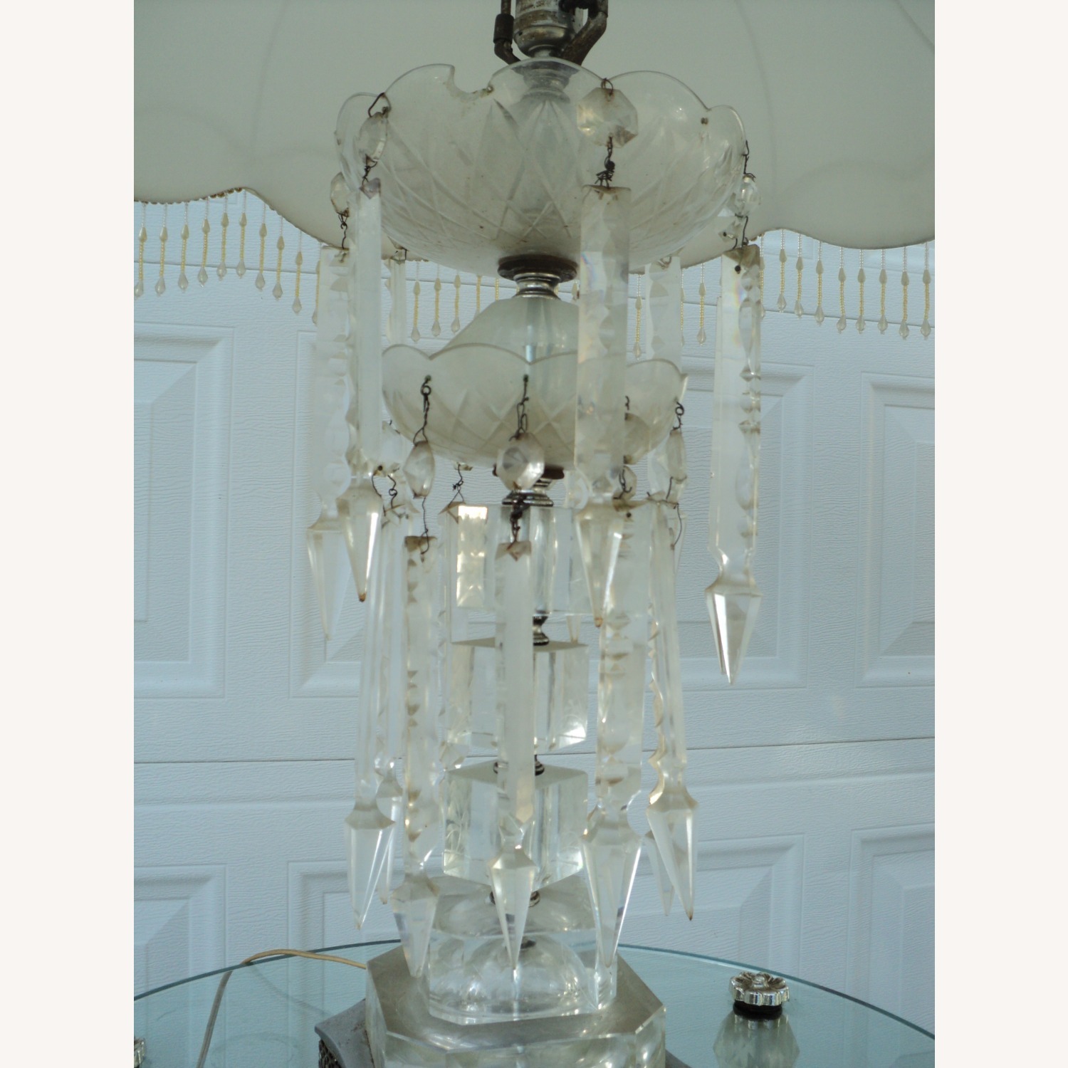 1960s Victorian Floral Crystal Lamps - Pair - image-7
