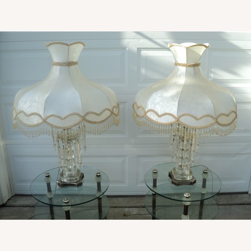 Used 1960s Victorian Floral Crystal Lamps - Pair for sale on AptDeco