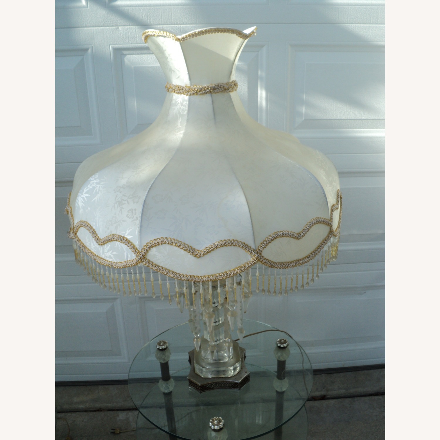 1960s Victorian Floral Crystal Lamps - Pair - image-3