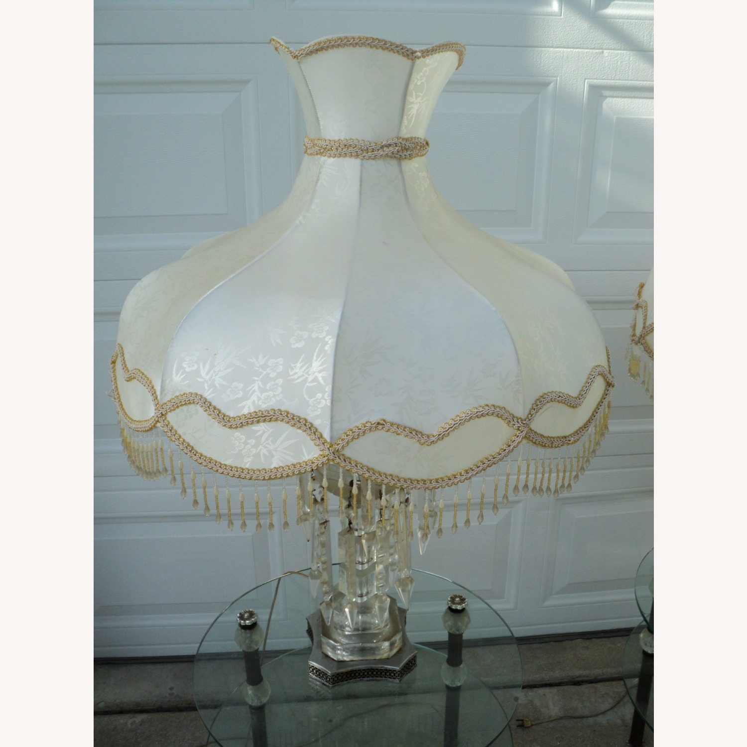 1960s Victorian Floral Crystal Lamps - Pair - image-2