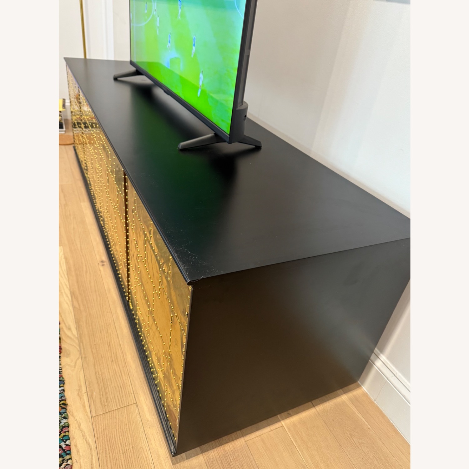 Vintage Black & Copper Wood Credenza - image-2