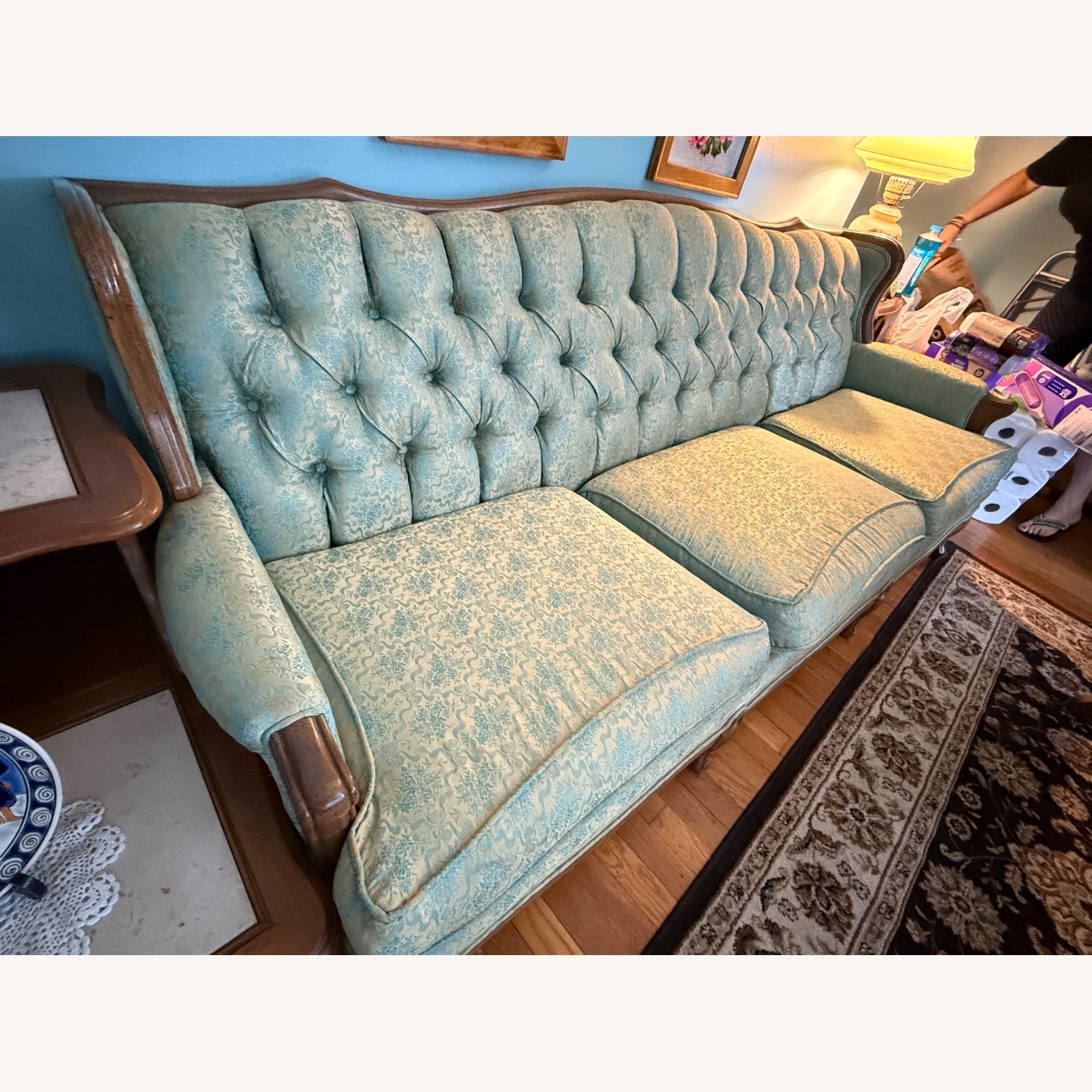 Green Fabric 3+ Seater Sofa - image-2