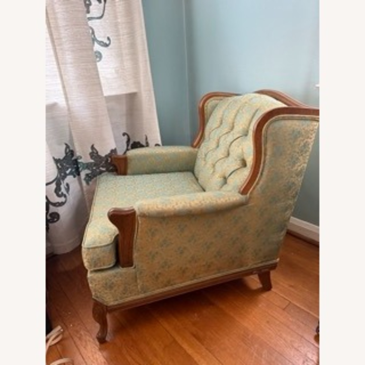 Vintage/Antique Finds Green Fabric Armchair - image-3