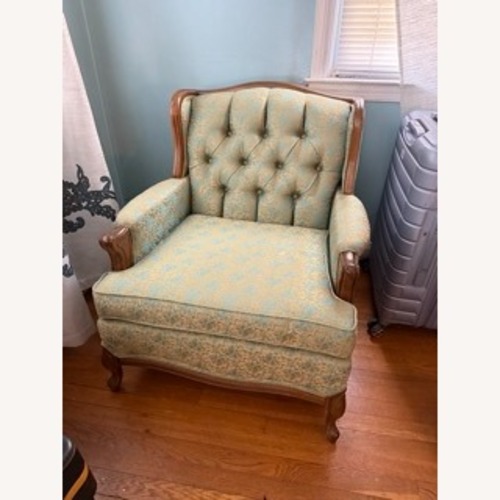 Used Vintage/Antique Finds Green Fabric Armchair for sale on AptDeco