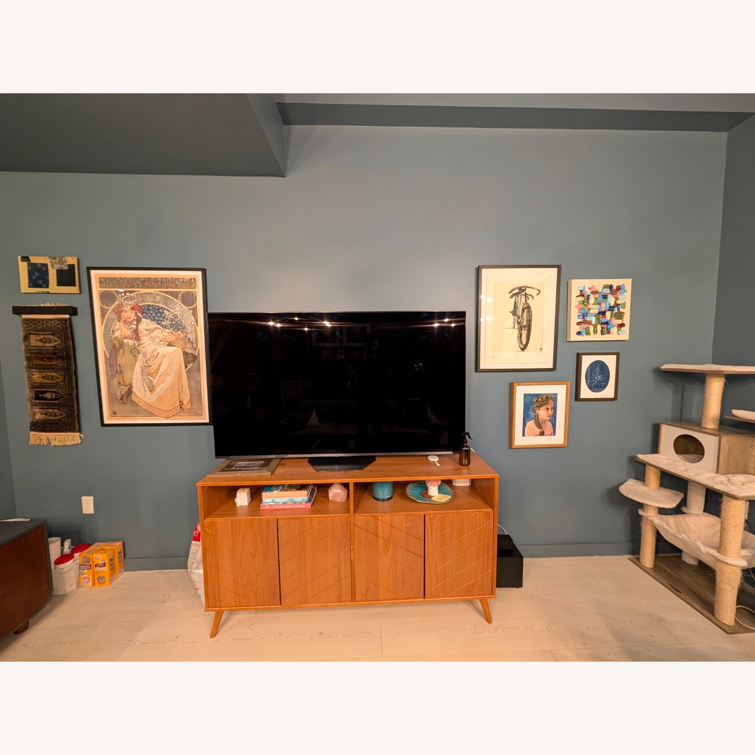 Light Brown Wood Media Storage - image-1