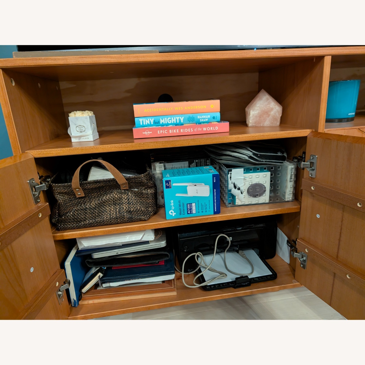 Light Brown Wood Media Storage - image-4