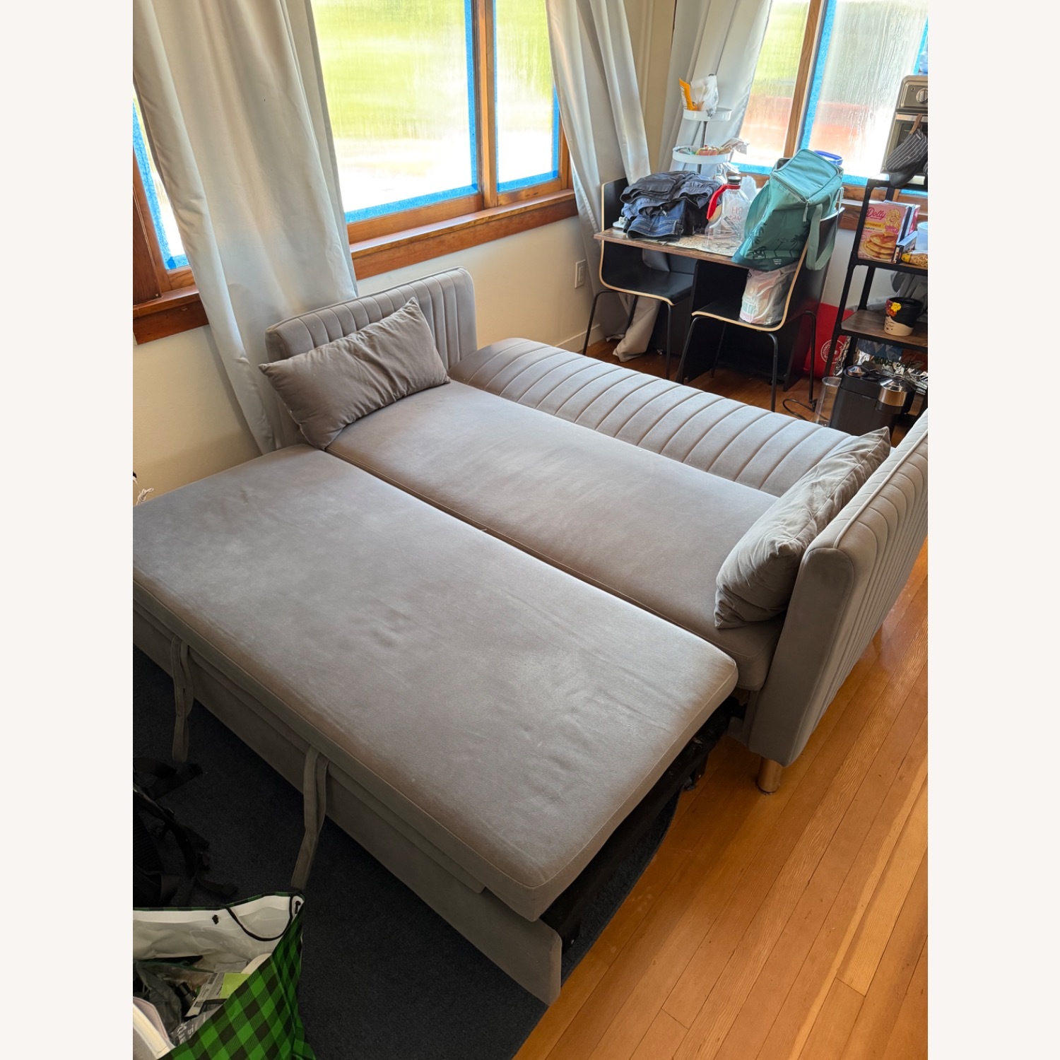 Light Gray Fabric Sleeper Sofa - image-2