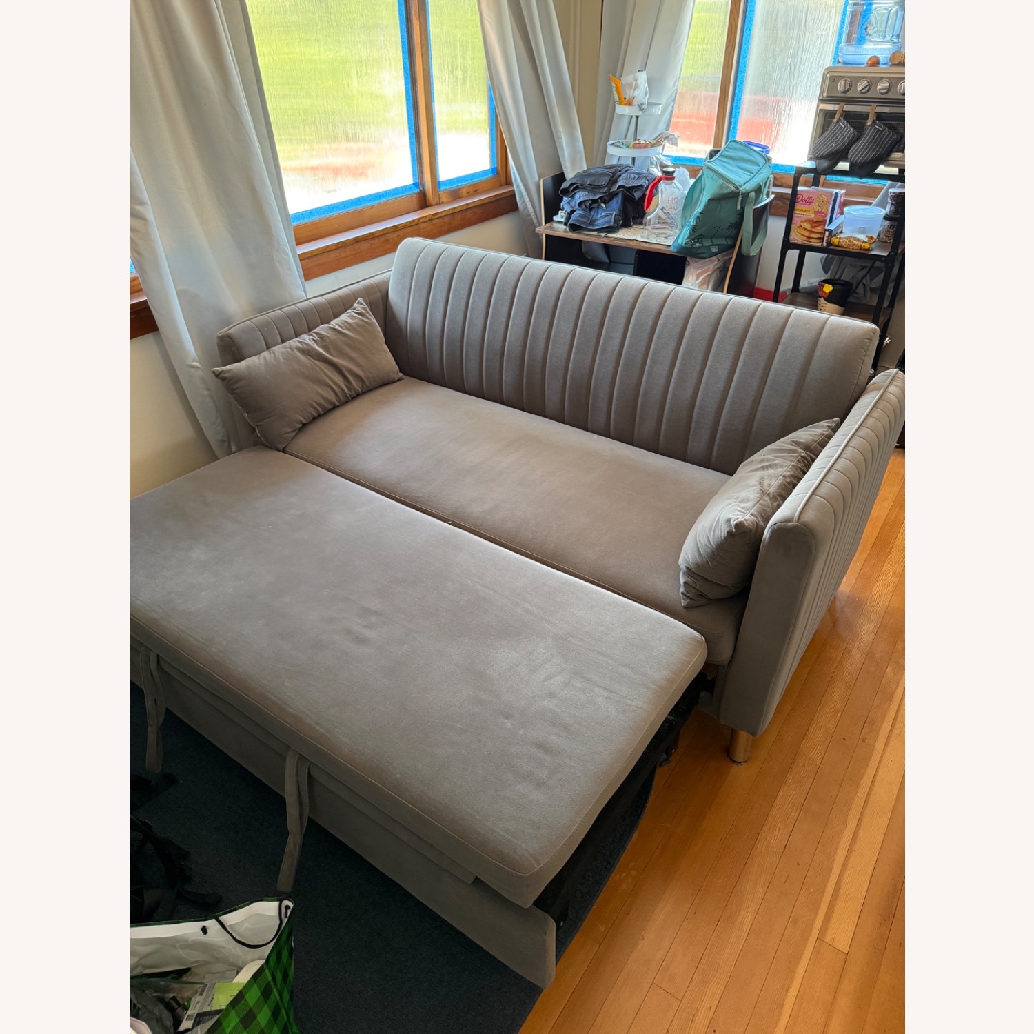 Light Gray Fabric Sleeper Sofa - image-1