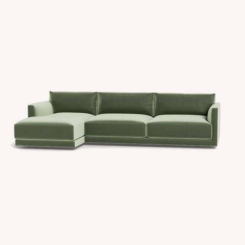 Used Interior Define Green Velvet 3+ Piece Sectional for sale on AptDeco