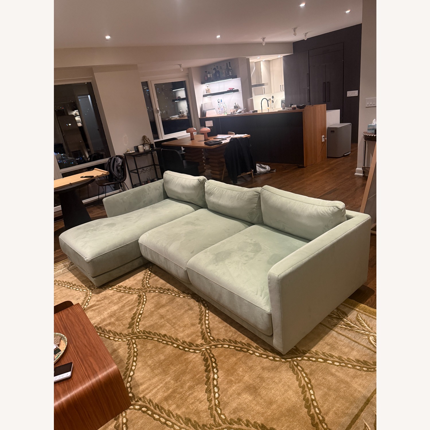 Interior Define Green Velvet 3+ Piece Sectional - image-5