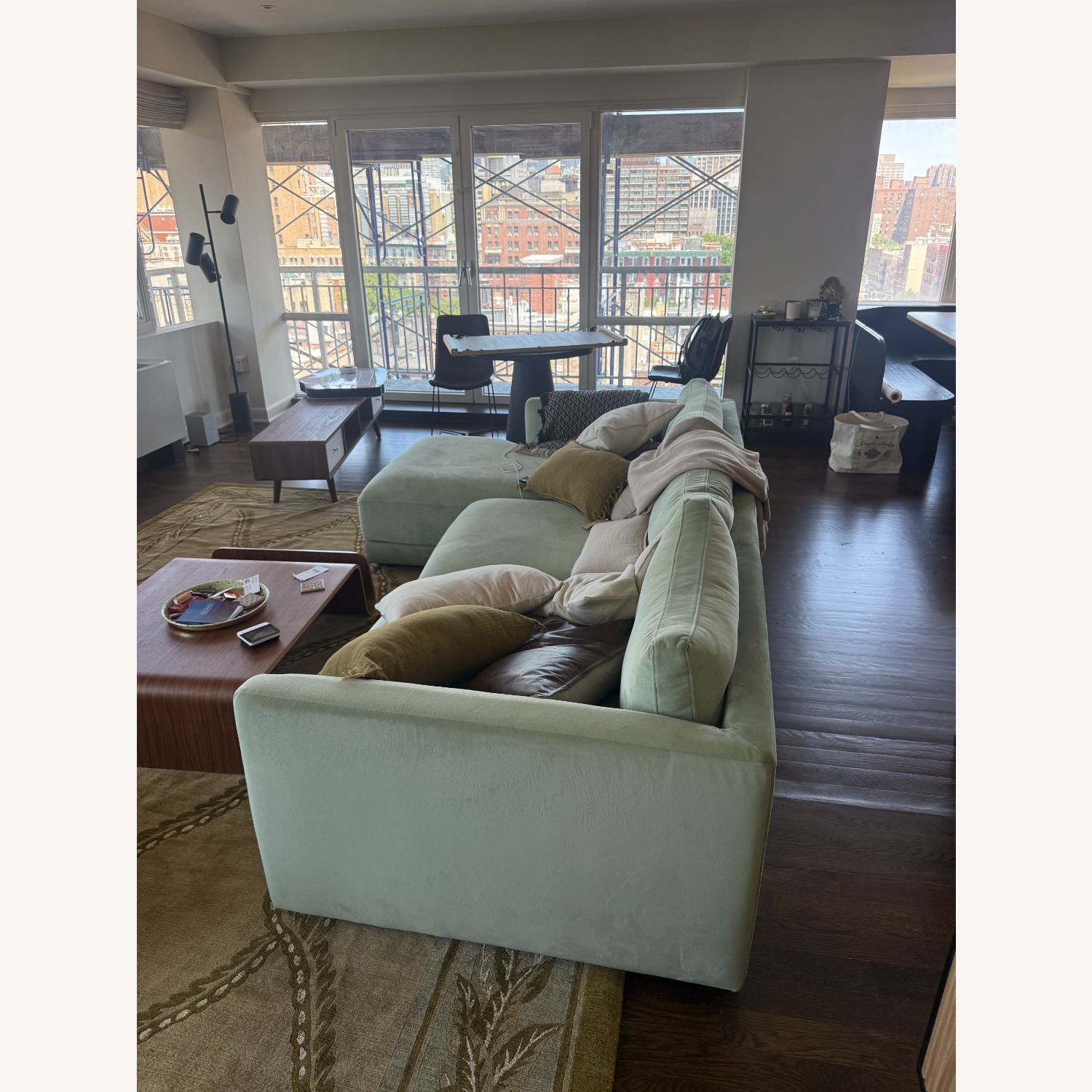 Interior Define Green Velvet 3+ Piece Sectional - image-7