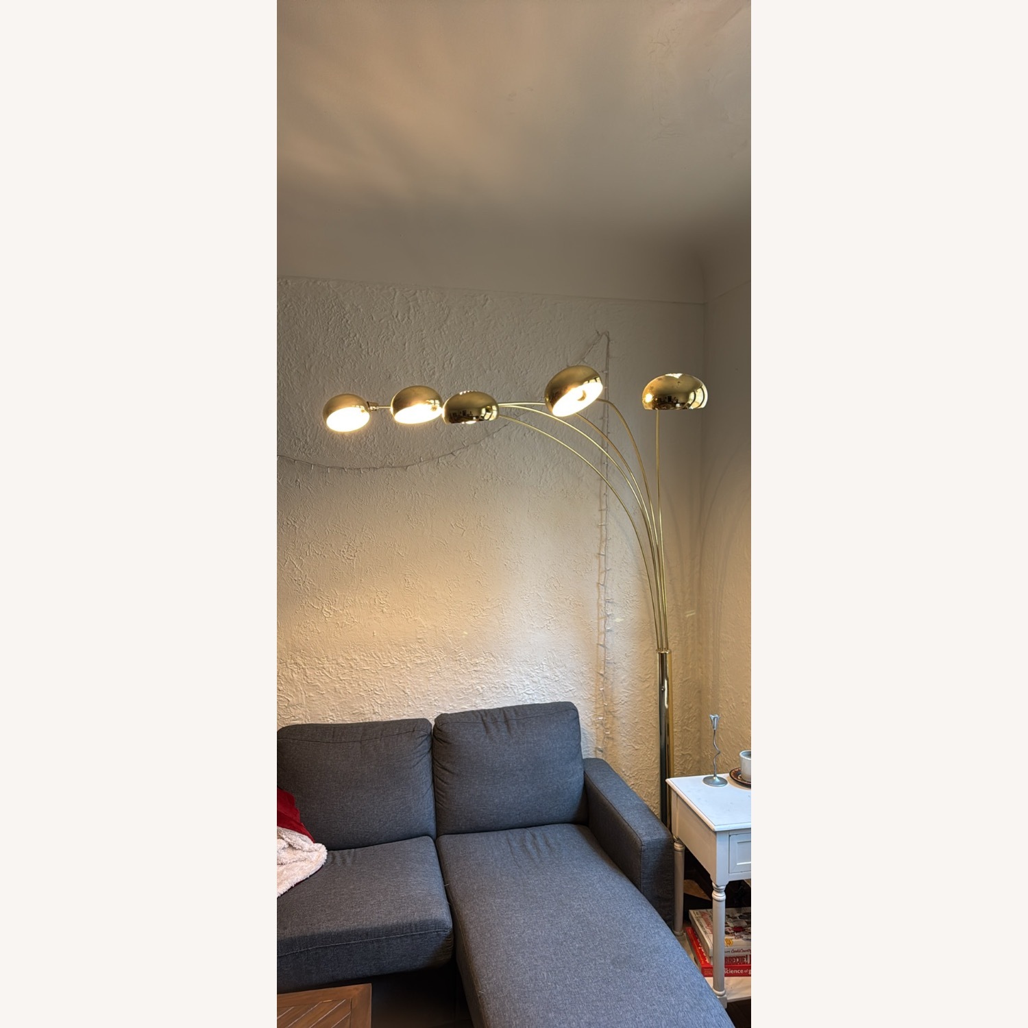 Vintage/Antique Gold Brass Floor Lamp - image-1