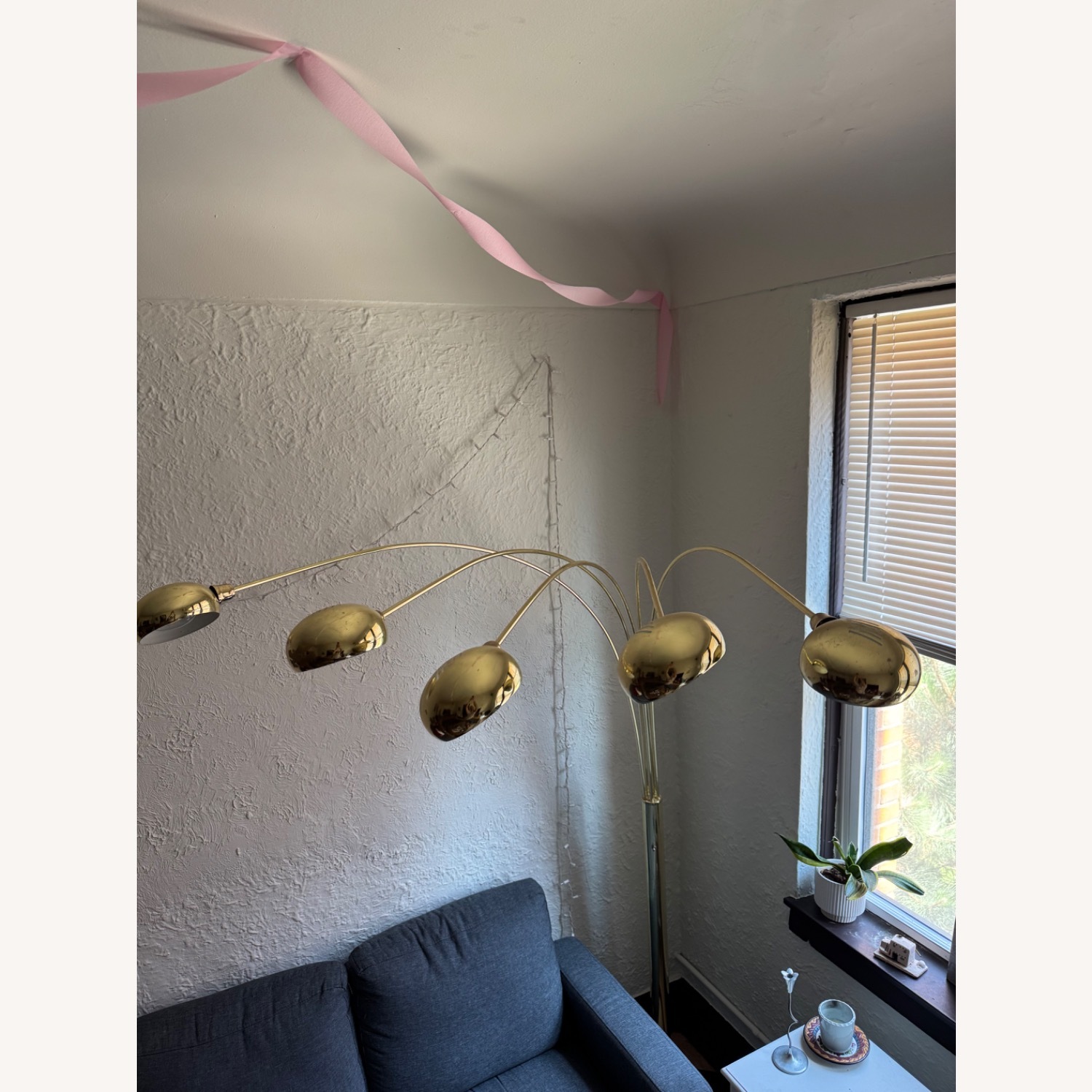 Vintage/Antique Gold Brass Floor Lamp - image-3