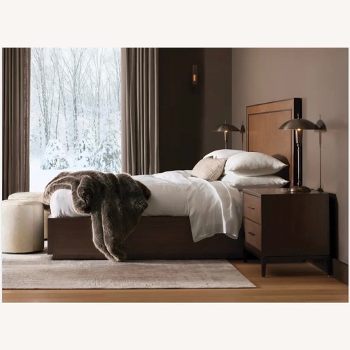 Used Arhaus Malone Plinth Dark Brown Wood Queen Bed for sale on AptDeco