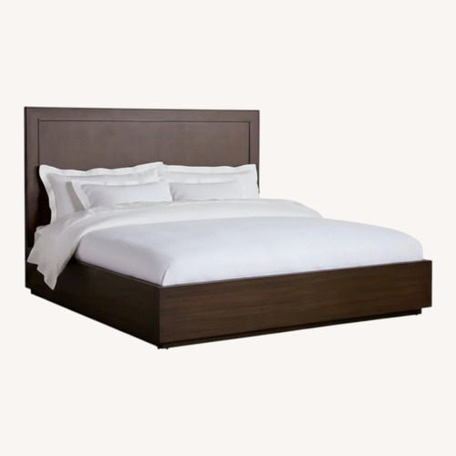 Used Arhaus Malone Plinth Dark Brown Wood Queen Bed for sale on AptDeco