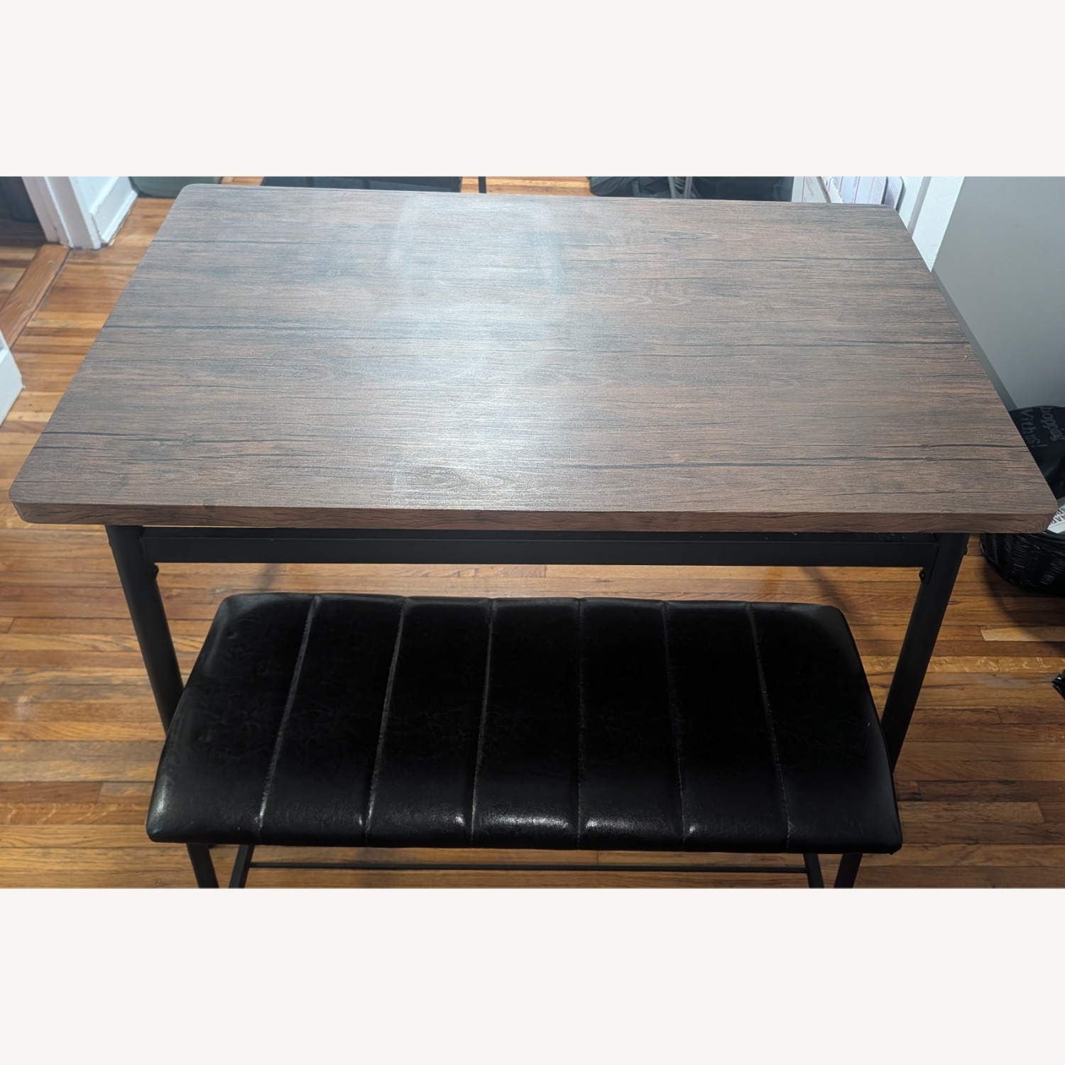 Dark Brown Dining Table with Padded Bench - image-2