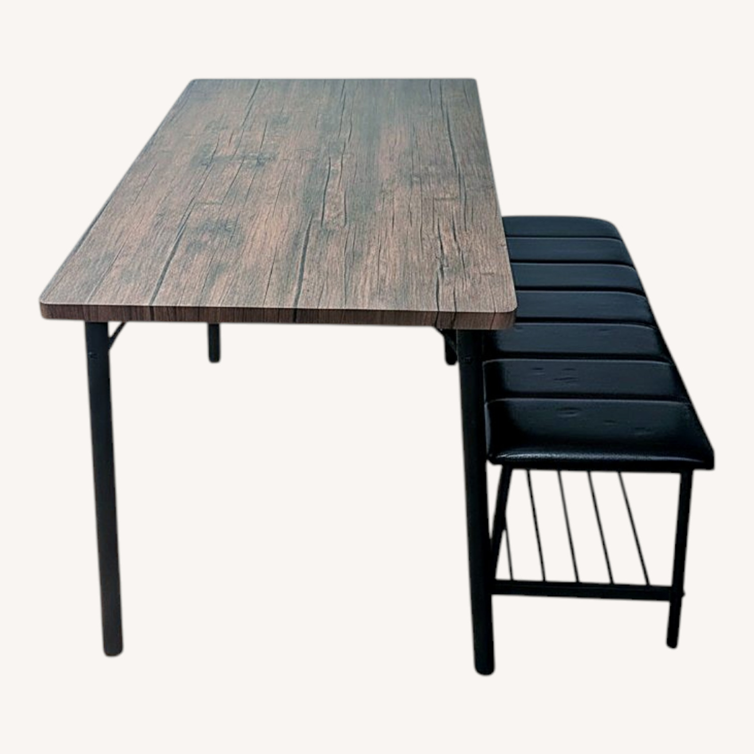 Dark Brown Dining Table with Padded Bench - image-0