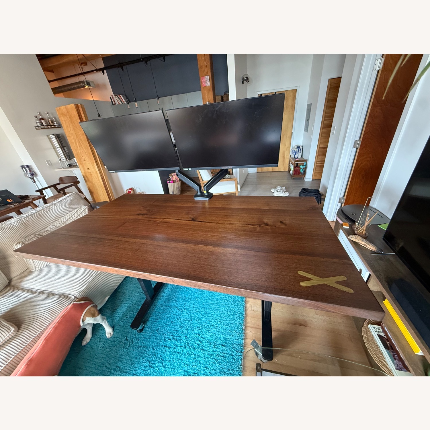 Handmade Solid Walnut Desk with Wireless Charging - image-1