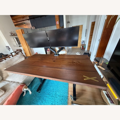 Used Handmade Solid Walnut Desk with Wireless Charging for sale on AptDeco