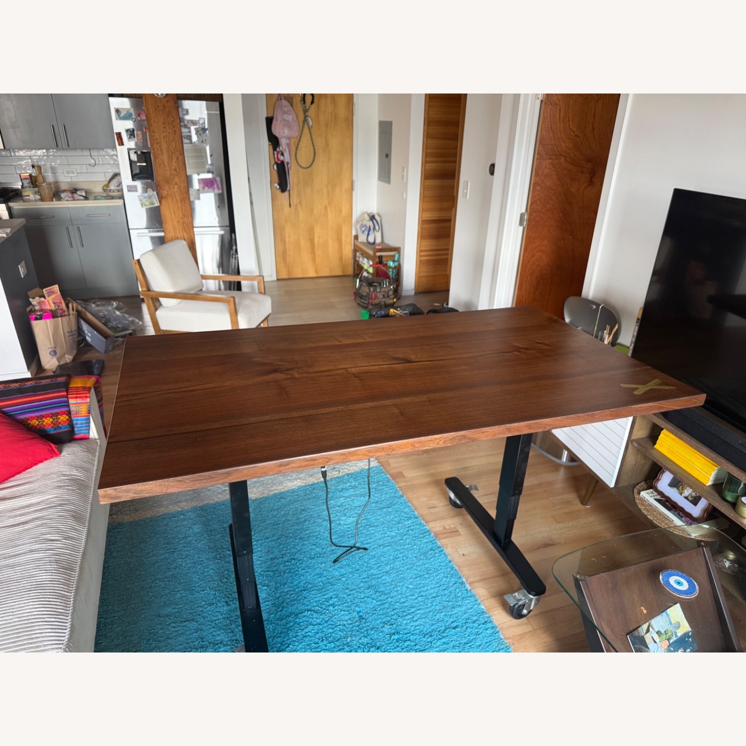 Handmade Solid Walnut Desk with Wireless Charging - image-8