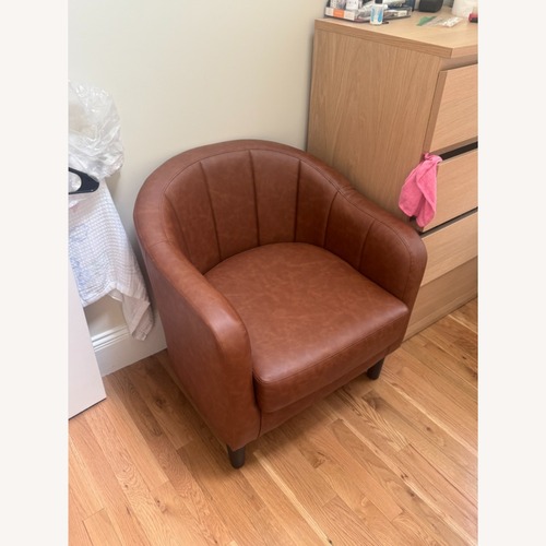 Used Wayfair Alina Vegan 26.4" Leather Barrel Chair (Set of 2) for sale on AptDeco