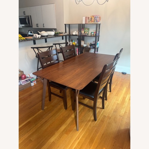 Used Wayfair Dark Brown Evanston 71" Wood Dining Table for sale on AptDeco