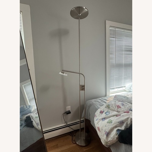 Used IKEA ISJAKT Silver Metal Floor Lamp for sale on AptDeco