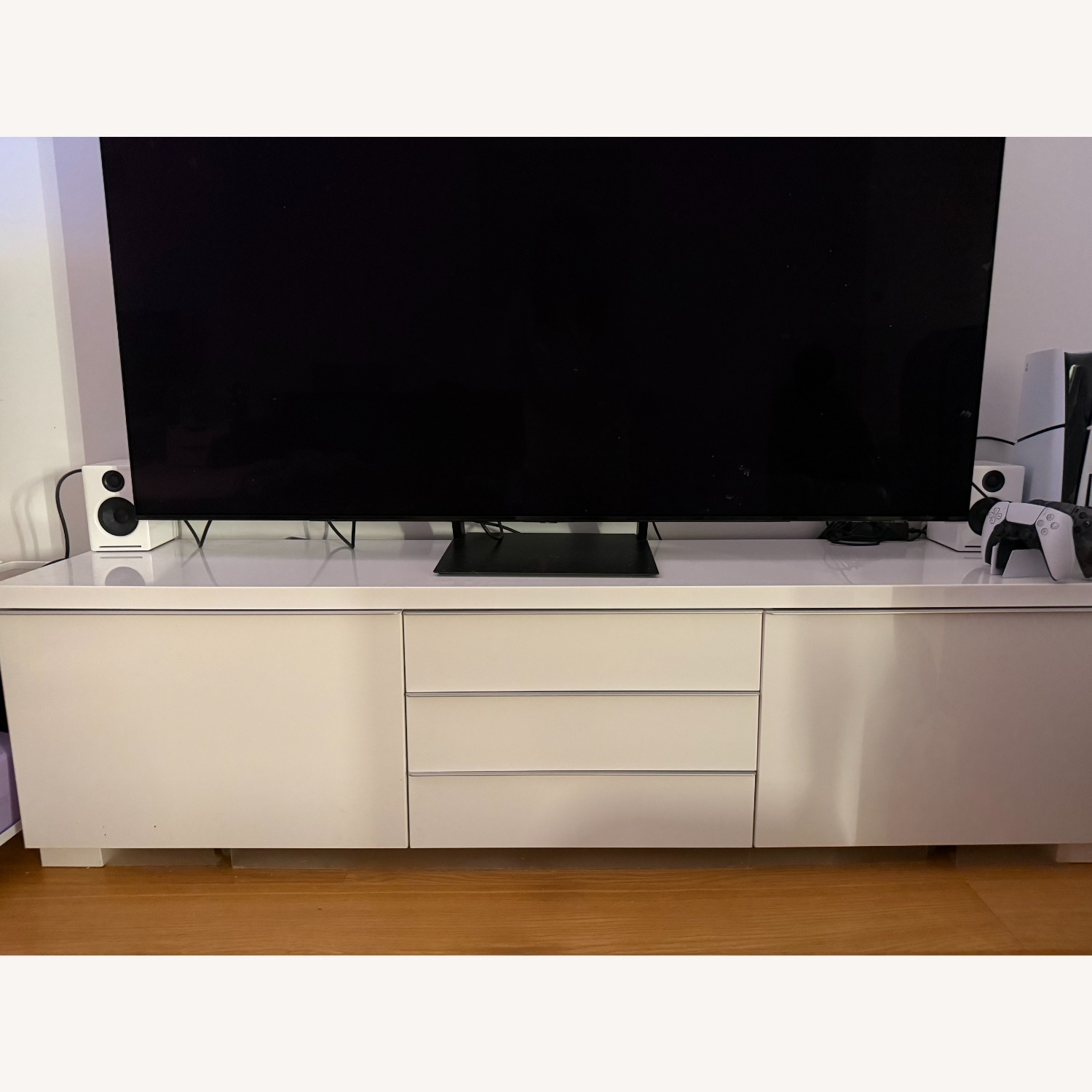 IKEA White High-Gloss TV Bench - image-1