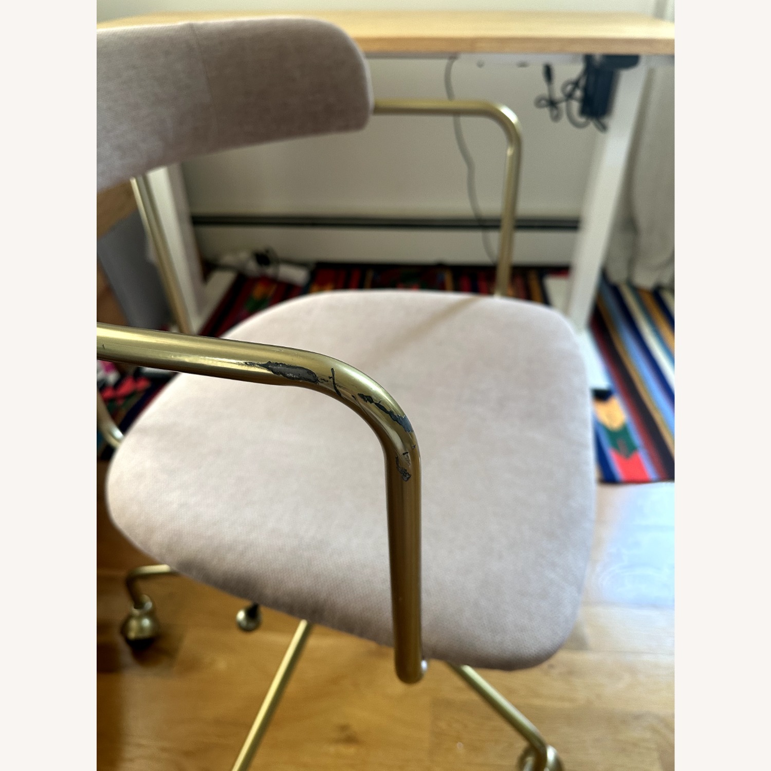 West Elm Lenox Blush Velvet Office Chair - image-5