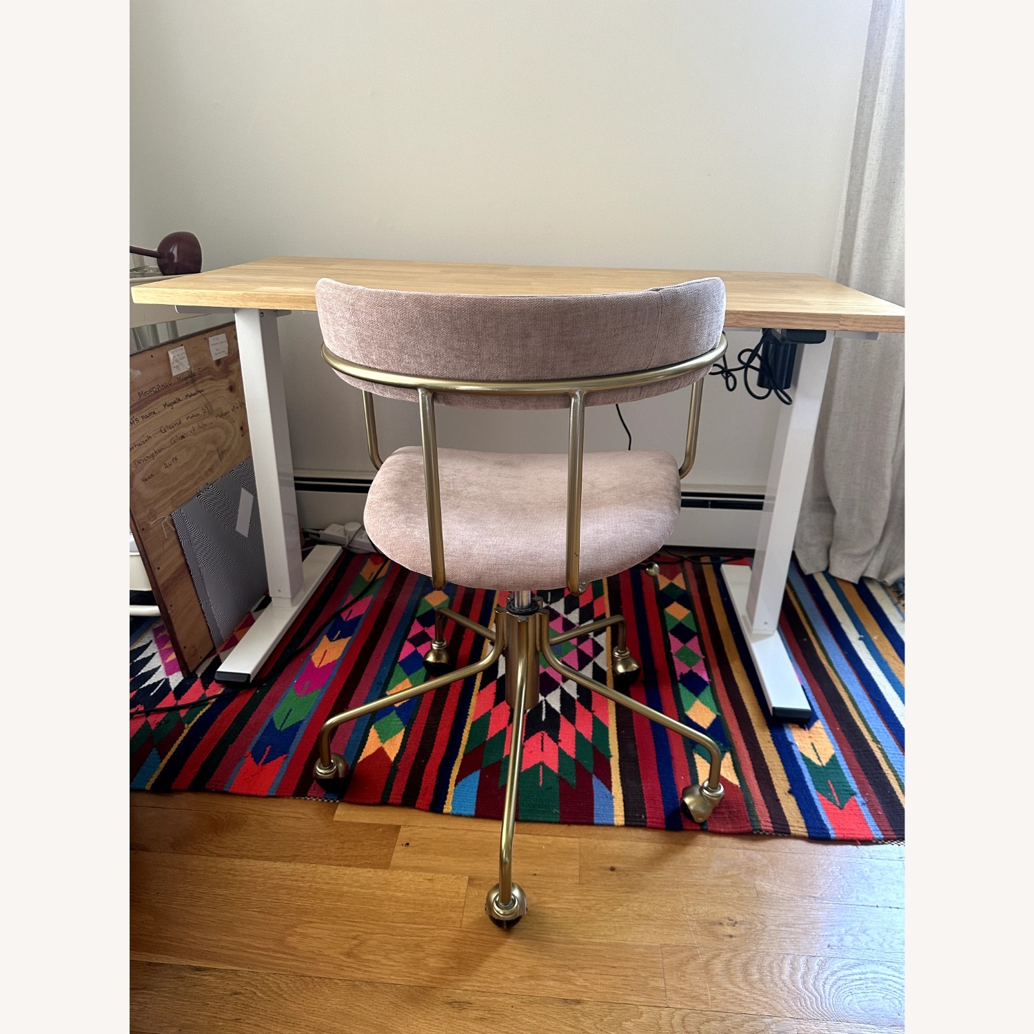 West Elm Lenox Blush Velvet Office Chair - image-3
